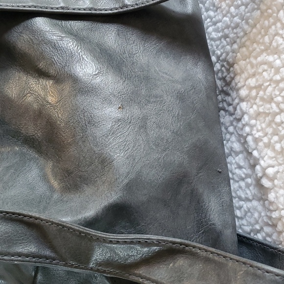 Gray Leather Like Backpack Purse - Picture 6 of 11